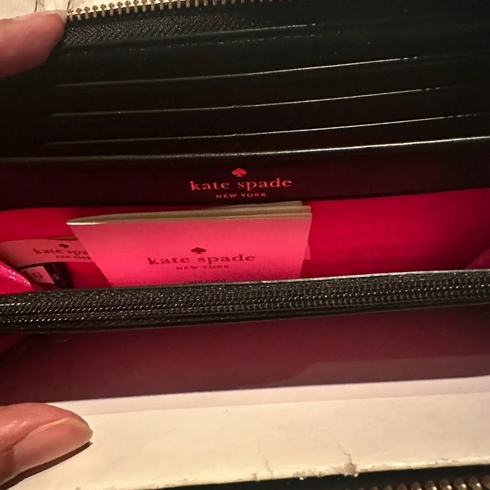 Kate Spade Black Piñata Wallet with Pink Interior